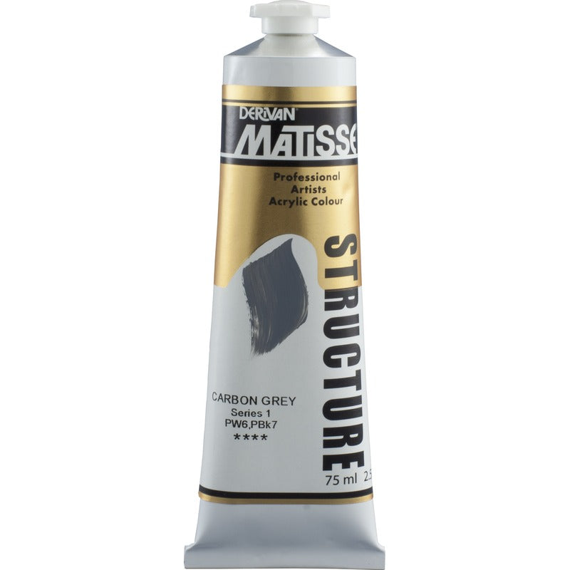 White Smoke Derivan Matisse Structure Acrylic Paint, S1, 75ml, Carbon Grey Acrylic Paints