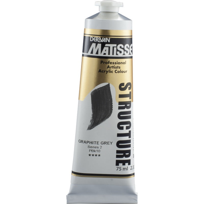 White Smoke Derivan Matisse Structure Acrylic Paint, S2, 75ml, Graphite Grey Acrylic Paints