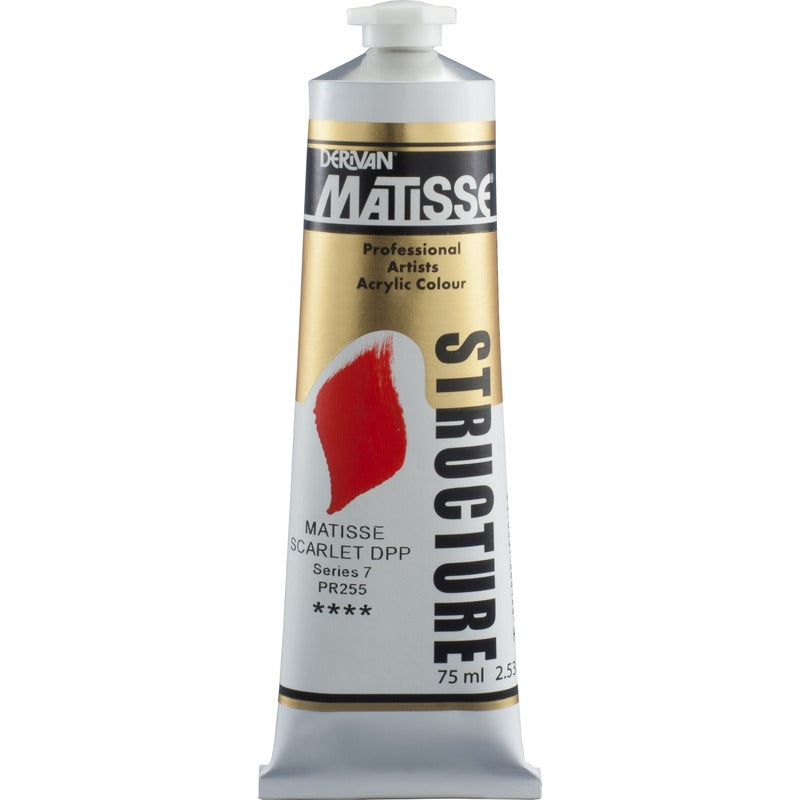 White Smoke Derivan Matisse Structure Acrylic Paint, S7, 75ml, Matisse Scarlet Deep Acrylic Paints