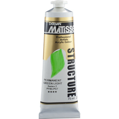 White Smoke Derivan Matisse Structure Acrylic Paint, S2, 75ml, Permanent Green Light Acrylic Paints