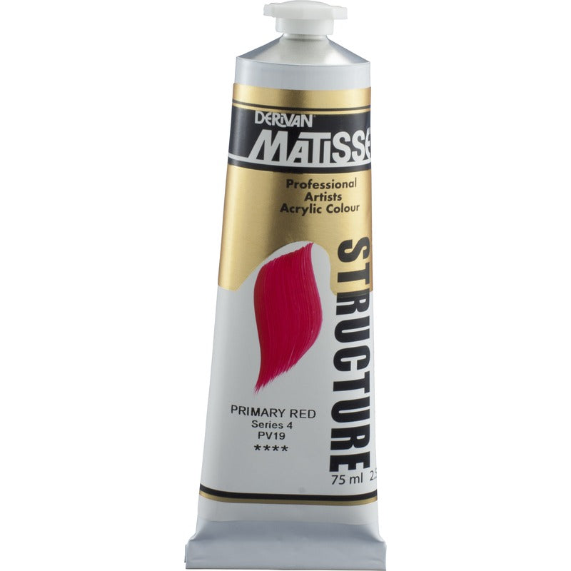 White Smoke Derivan Matisse Structure Acrylic Paint, S4, 75ml, Primary Red Acrylic Paints