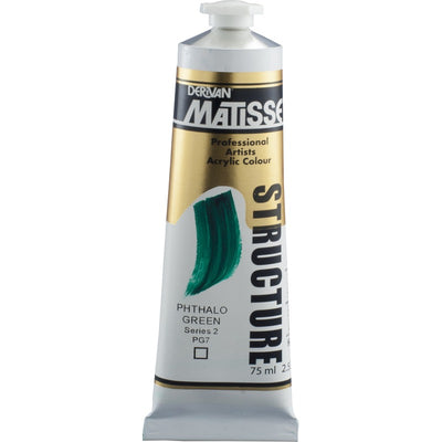 White Smoke Derivan Matisse Structure Acrylic Paint, S2, 75ml, Phthalo Green Acrylic Paints