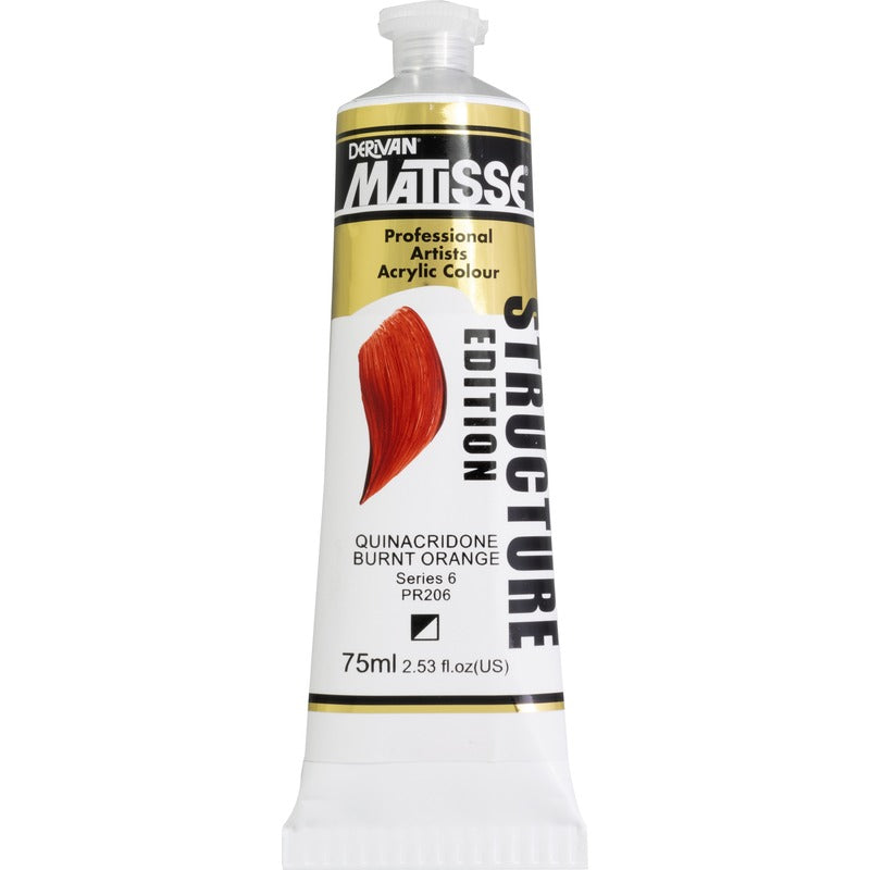 White Smoke Derivan Matisse Structure Acrylic Paint, S6, 75ml, Quinacridone Burnt Orange Acrylic Paints