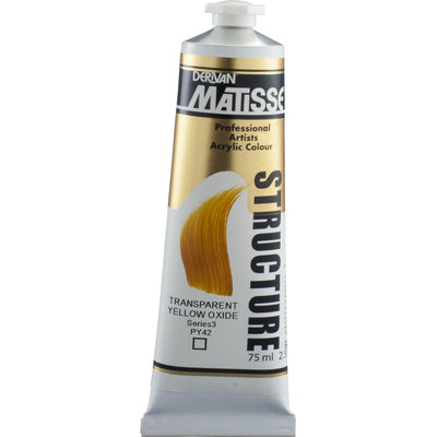 White Smoke Derivan Matisse Structure Acrylic Paint, S3, 75ml, Transparent Yellow Oxide Acrylic Paints