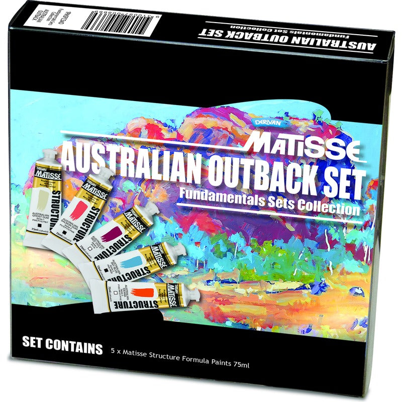 Black Derivan Matisse Structure, Australian Outback Set, 5x75ml Acrylic Paints