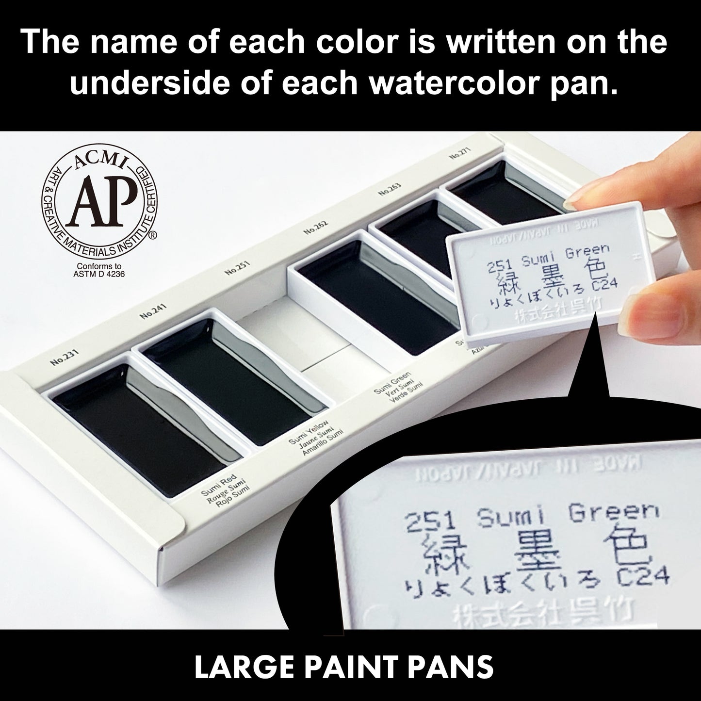 Black Kuretake Gansai Tambi Sumi Colours Watercolour Set – 6 Colours Watercolour Paint