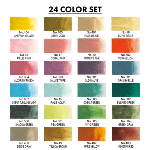 White Smoke Kuretake Gansai Tambi Watercolour Paint, 24 Set II Watercolour Paints