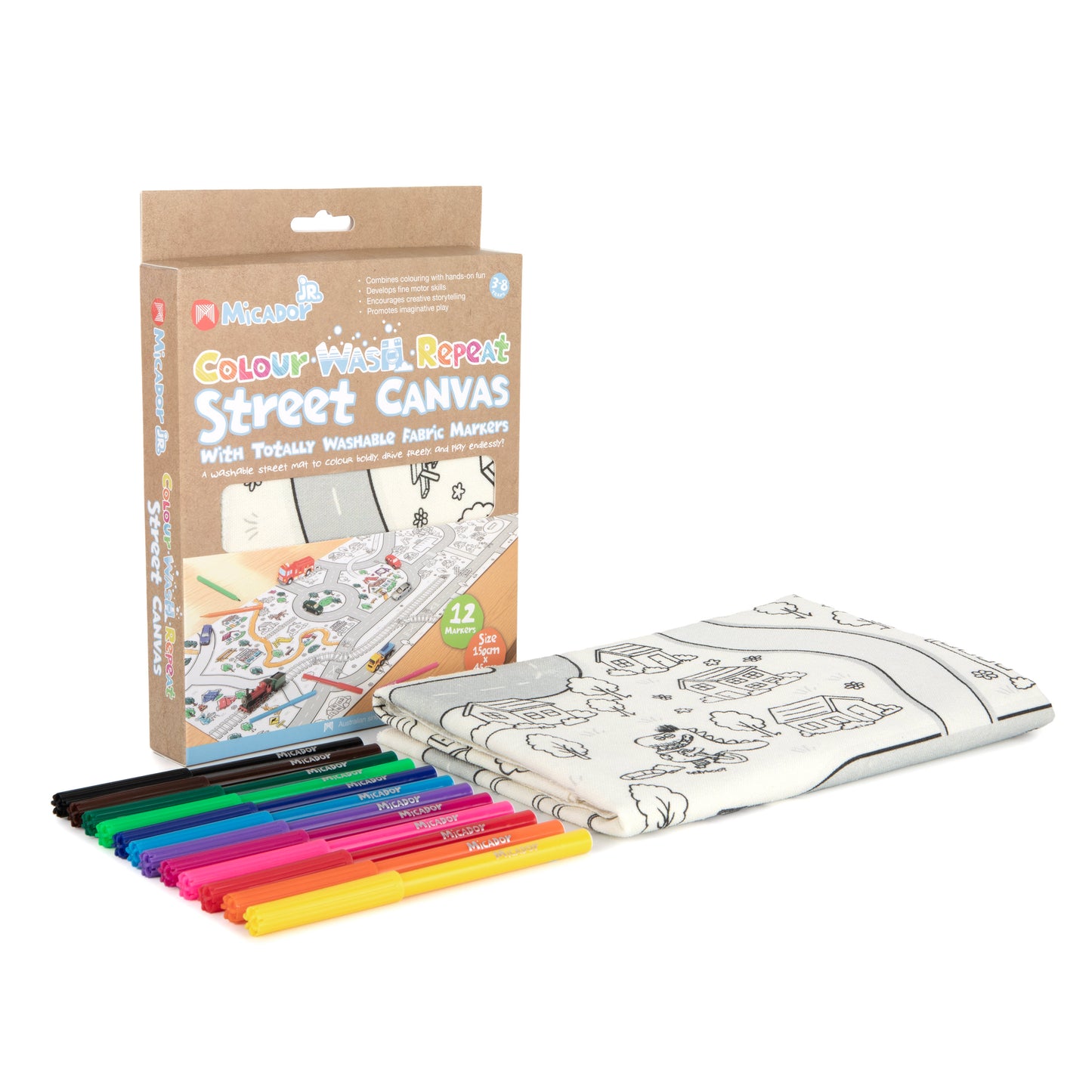 White Smoke Micador jR. Colour Wash Repeat Street Canvas, 150 x 45cm Kids Colouring Books
