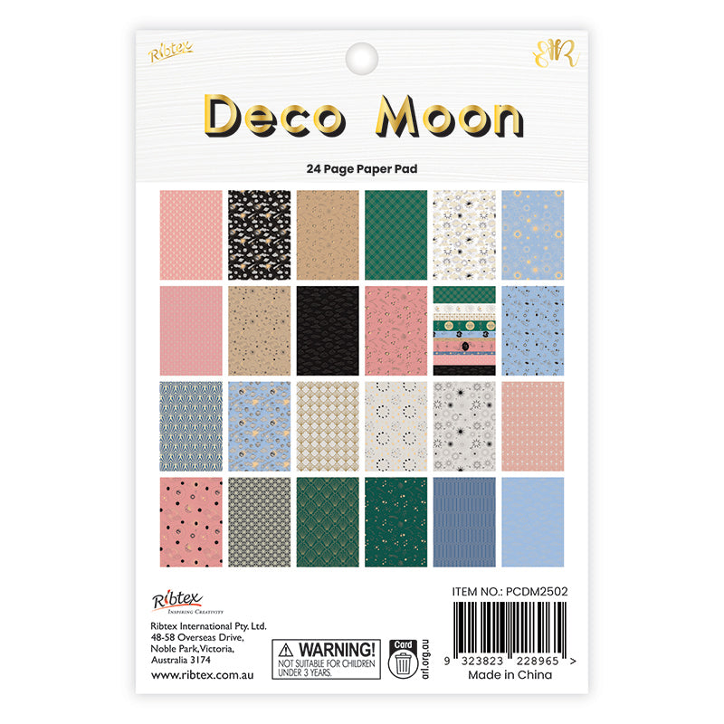 White Smoke Deco Moon 24 Page 6X8 Paper Pad Stencils and Templates