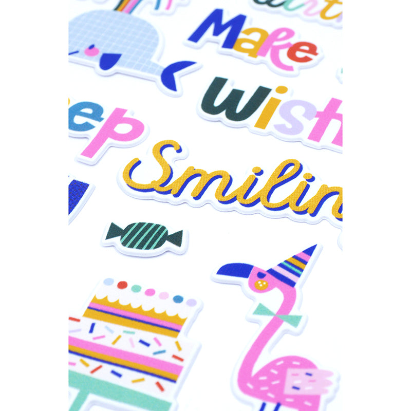 White Smoke Dimensions Party Animal Puffy Phrase Craft Basics