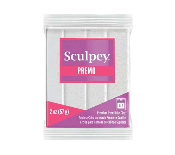 Light Gray Premo Sculpey Modelling Clay, 57g, White Gold Glitter Modelling Clay