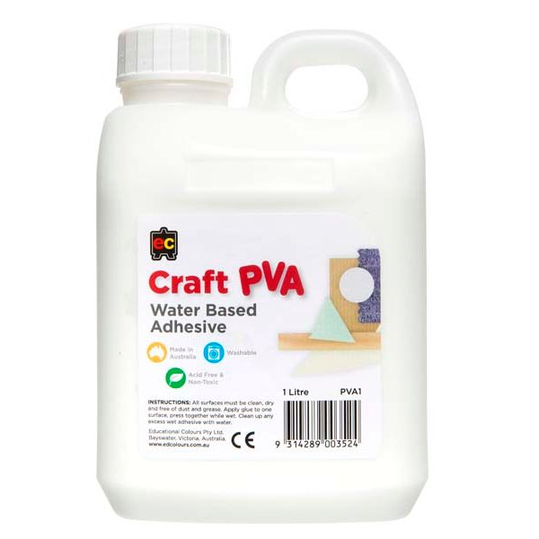 White Smoke Educational Colours Water Based PVA Craft Glue 1ltr Kids Glues