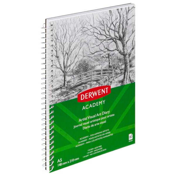 White Smoke Derwent Academy Visual Art Diary, A5, Portrait, 110gsm, 80pg Pads