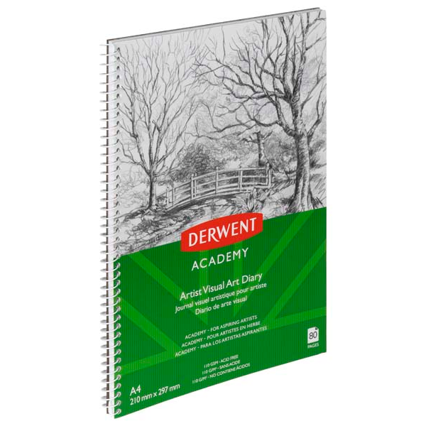 White Smoke Derwent Academy Visual Art Diary, A4, Portrait, 110gsm, 80pg Pads