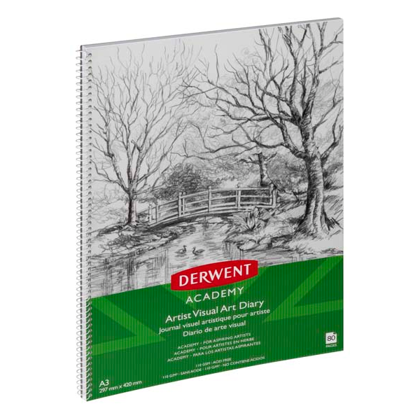 White Smoke Derwent Academy Visual Art Diary, A3, Portrait, 110gsm, 80pg Pads