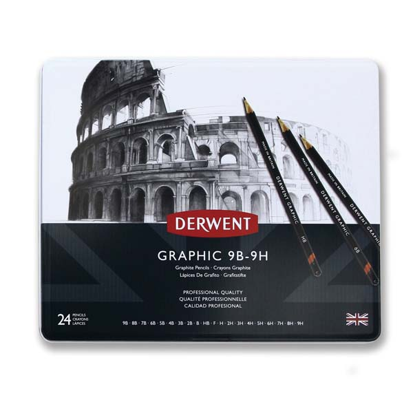 White Smoke Derwent Graphic Pencils Tin 24 Pencils