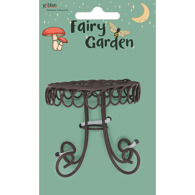 Dark Sea Green Fairy Garden Mini Metal Black Table Fairy Garden