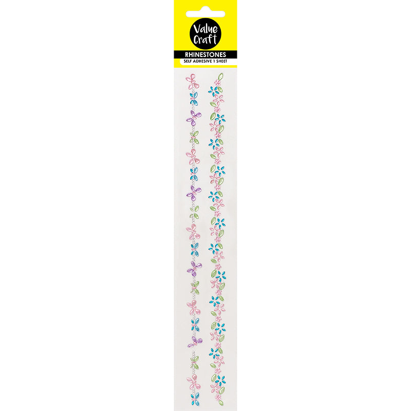 Craft Rhinestone Btrfly-Flwr Strip 2Pc