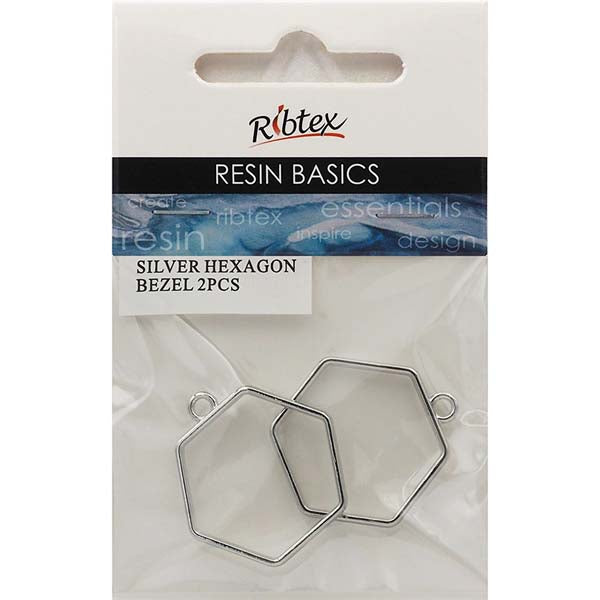 Gray UV Resin Bezel, Silver Hexagon Frame, 2pcs Resin Moulds