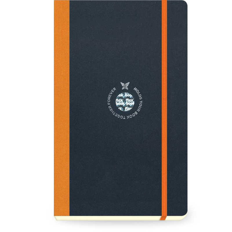 Dark Slate Gray Flexbook Large (13x21cm) Global Notebook Blank 85gsm 192 pages - Black/Orange Pads