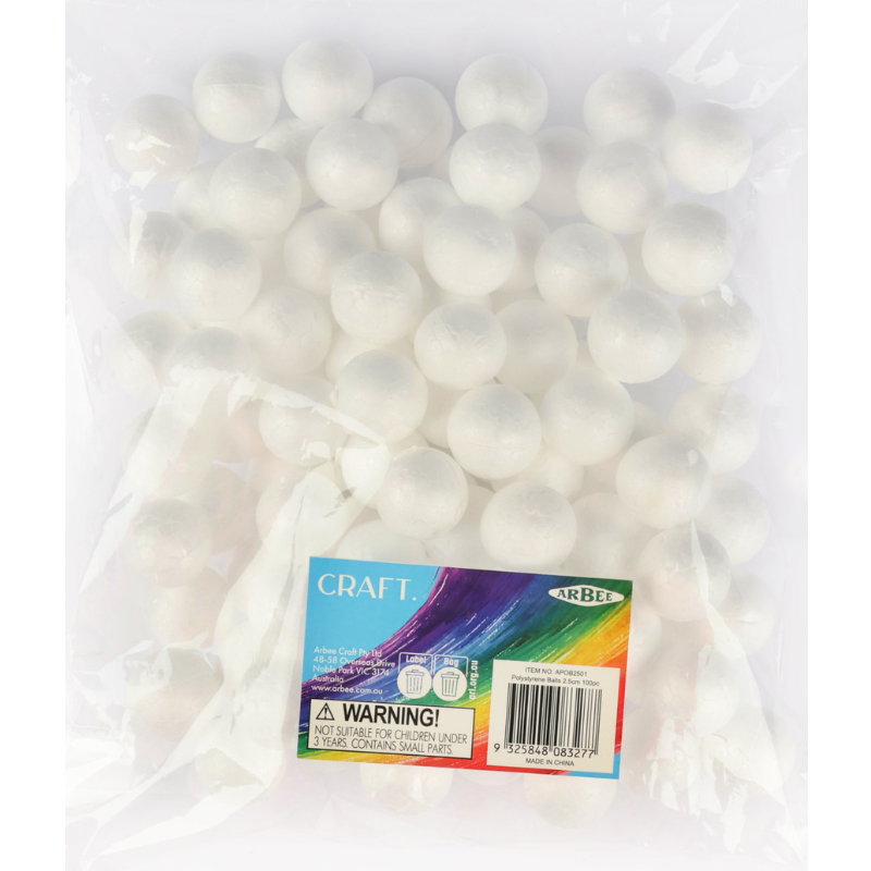 Lavender Polystyrene Balls 2.5cm 100Pc Kids Craft Basics