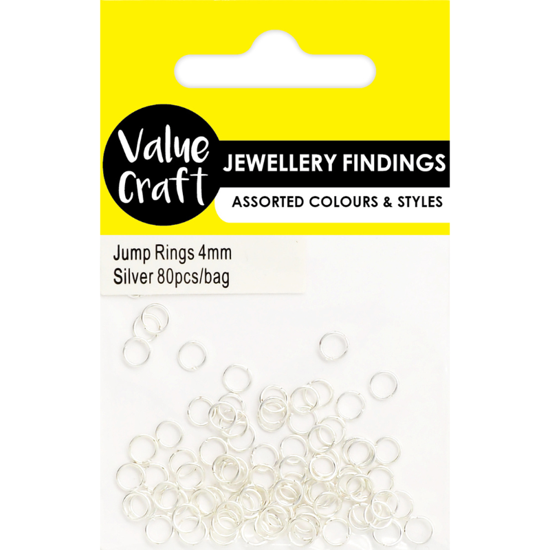 White Smoke Jewellery Findings Jump Rings Small 4mm Silver 80Pcs Charms and Pendants