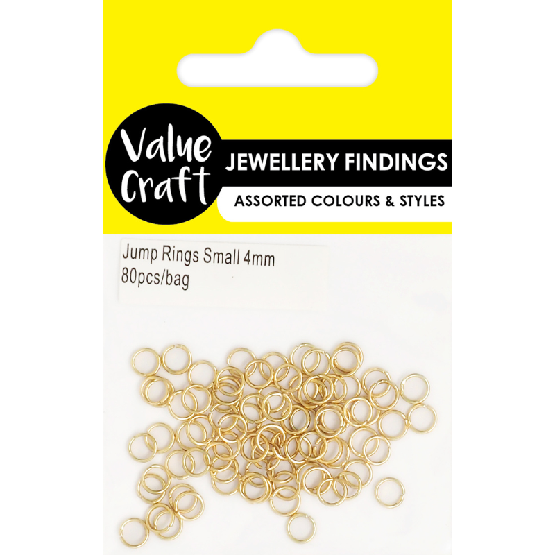 White Smoke Jewellery Findings Jump Rings Small 4mm Gold 80Pcs Charms and Pendants