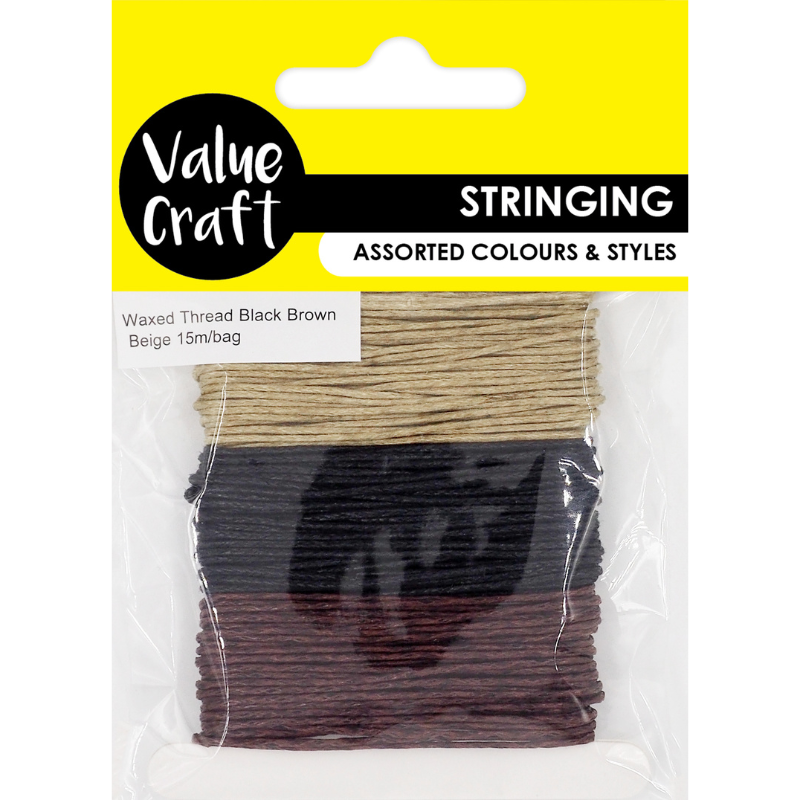 Lavender Jewellery Findings Waxed Thread Black-Brown-Beige 15M Charms and Pendants