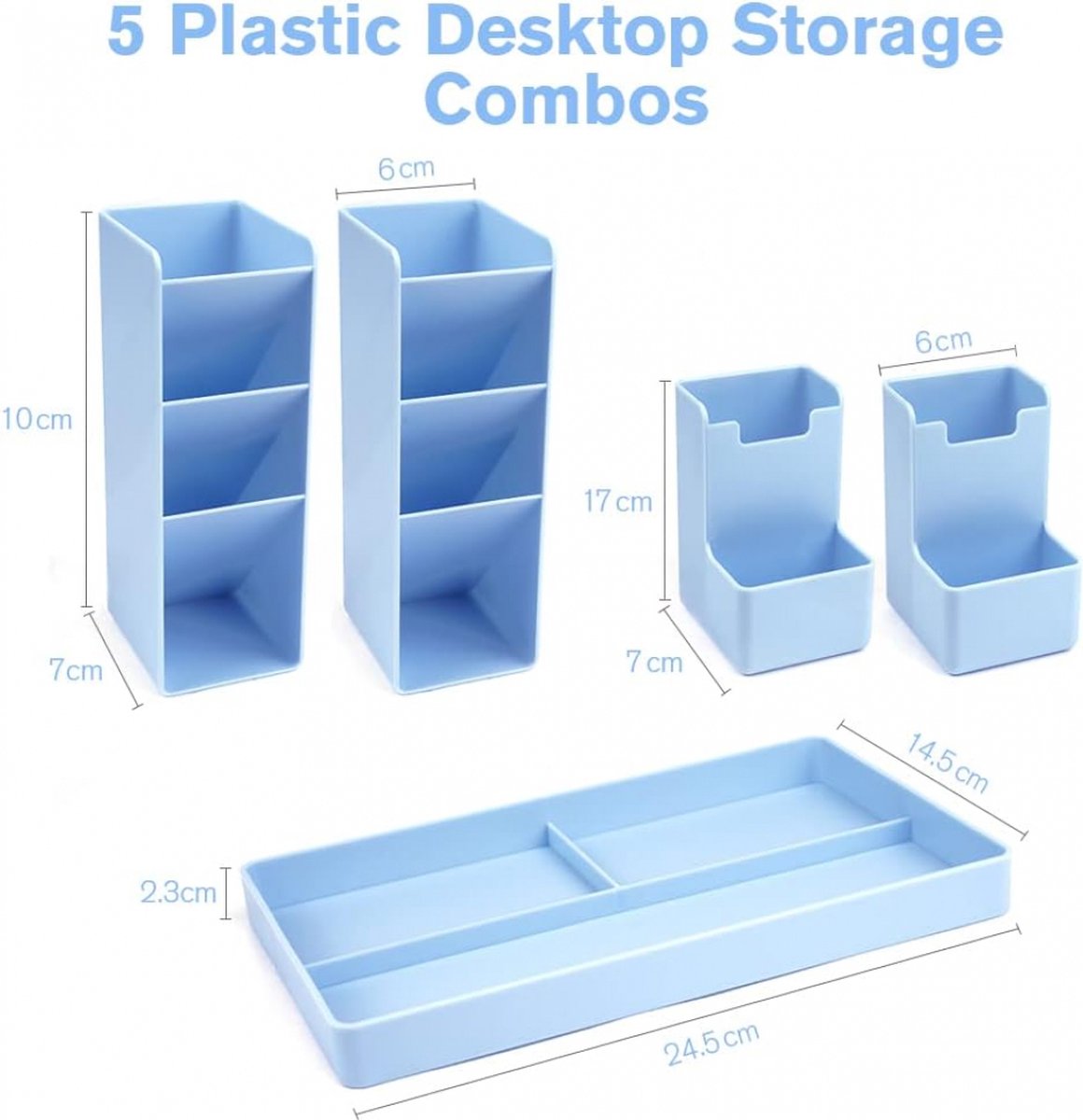 White Smoke Pen Tray - 13 Compartments - Pen Holder - Desk Organizer - Pen Trays - Desk Organizer - Pen Case - Plastic - Removable - Storage System - Letter Tray - Desk Accessories - Blue Craft Storage & Lighting
