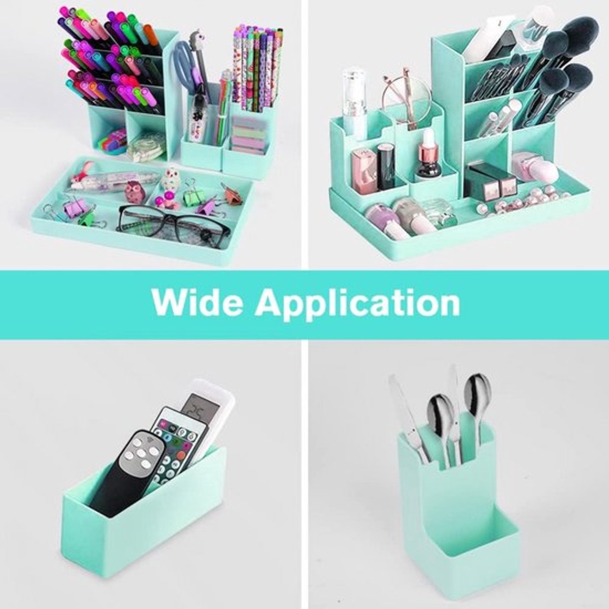 Light Gray Pen Tray - 13 Compartments - Pen Holder - Desk Organizer - Pen Trays - Desk Organizer - Pen Case - Plastic - Removable - Storage System - Letter Tray - Desk Accessories - Vegetable Craft Storage & Lighting