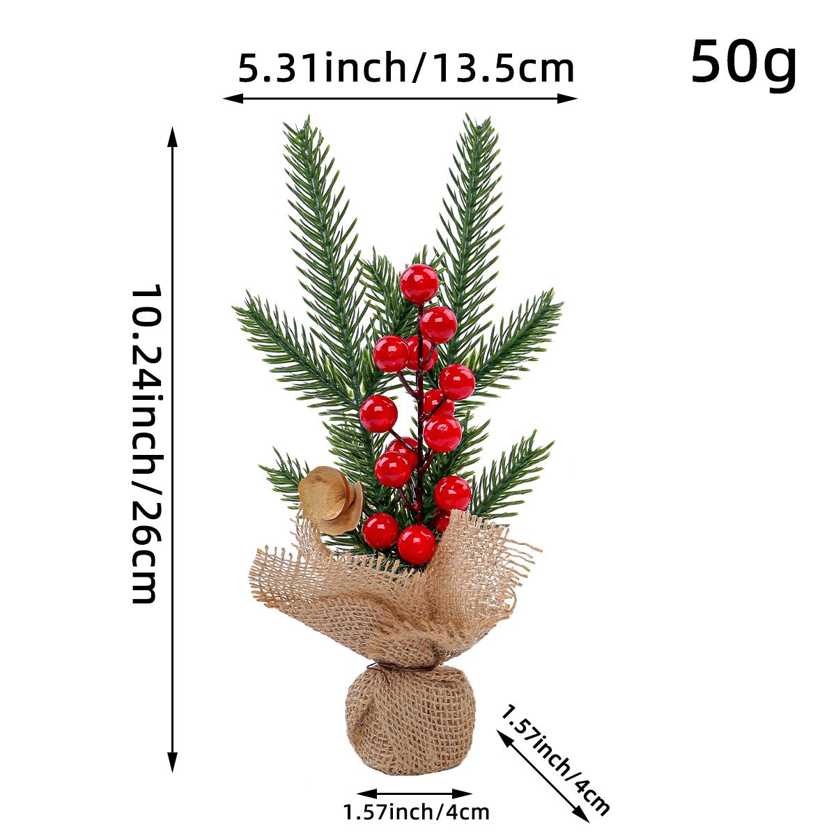 White Smoke Red Berry Style 25cm Desktop Mini Christmas Tree, Christmas Window Decorative Potted Plant Christmas