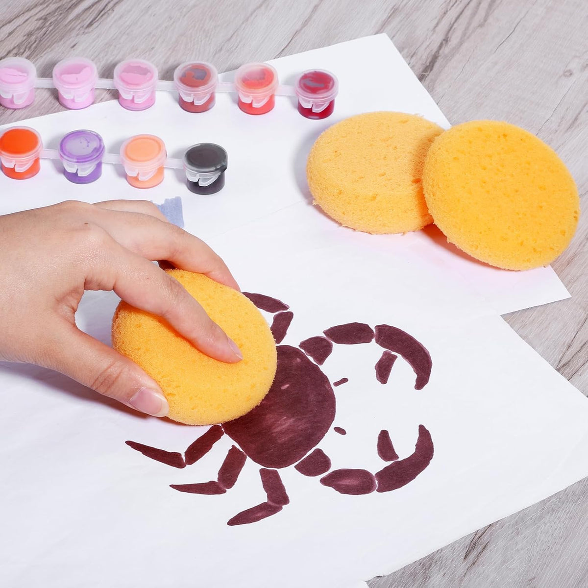 Lavender Paint Sponge, 12 Pcs Orange Round Painting Sponges 3 Inch Artist Pottery Sponge Applicator Watercolor Sponges for Face Painting Pottery Art Crafts Ceramics Painting Accessories