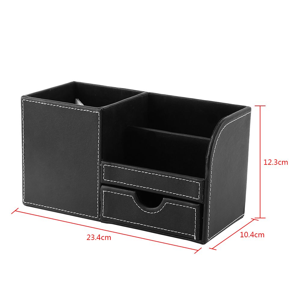 White Smoke 1Pc Wooden Leather Multifunction Desk Stationery Organizer Storage Box Pen Pencil Holder Case Craft Storage & Lighting