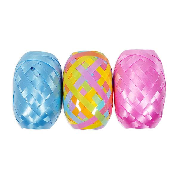 White Smoke Curling Ribbon, Pastel Rainbow Mix, 10m/ roll, 3pk Party