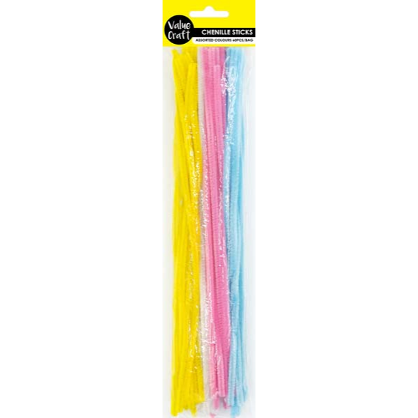 Gold Chenille Sticks, Pastel Colours, 60pcs Kids Activities