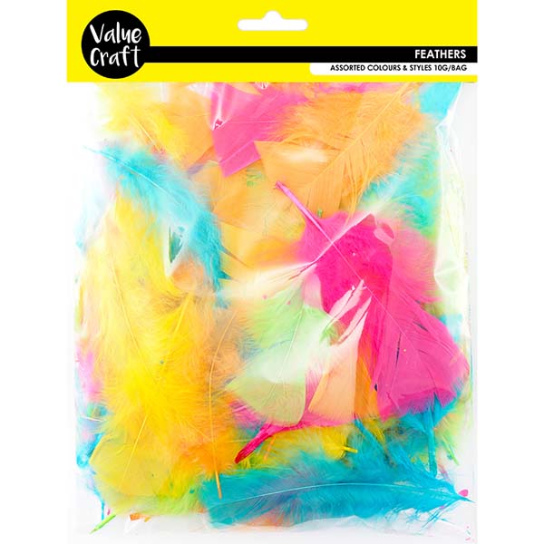 White Smoke Feathers, Assorted Bright Mix, 10g Kids Activities