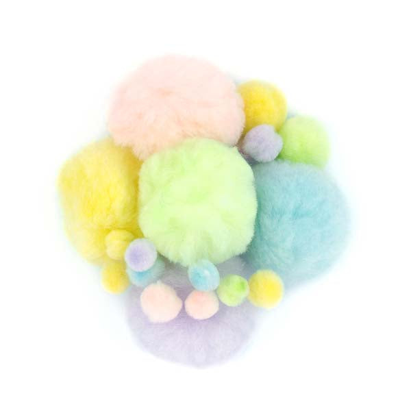 White Smoke Mixed Size Pom Poms, Assorted Pastels, 60pk Kids Activities