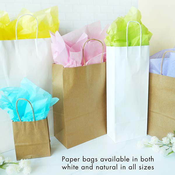 Alice Blue Paper Bags, White, 26.7x22cm, 3pk Party