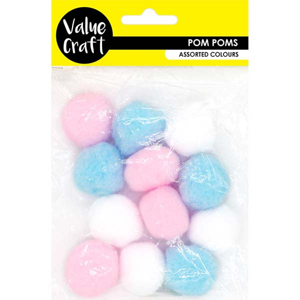 White Smoke Jumbo Pom Poms, Assorted Pastels, 12pk Kids Activities