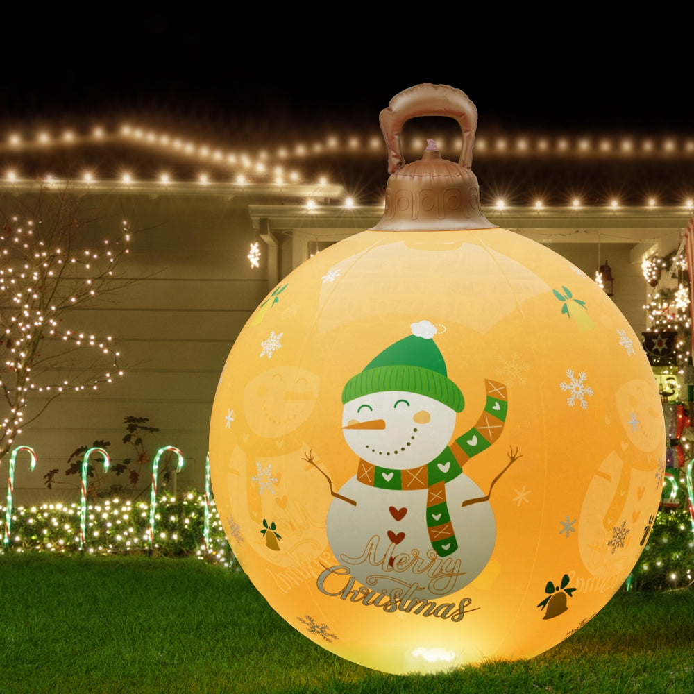 Black Jingle Jollys Christmas Inflatable Ball 60cm Led Illuminated Snowman Xmas Decor Christmas