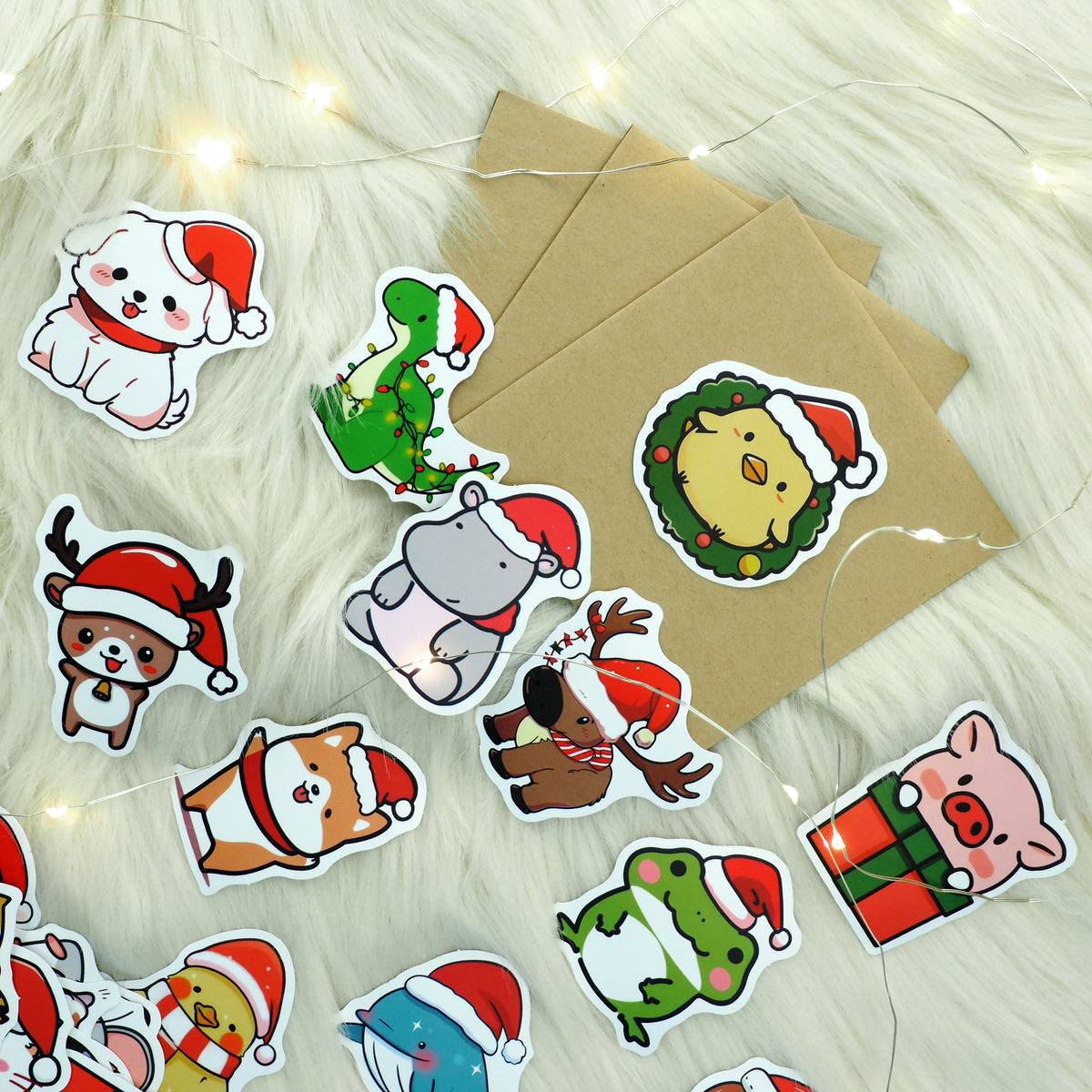 Light Gray XMAS Die Cut Stickers, Assorted Designs, 50pk Xmas