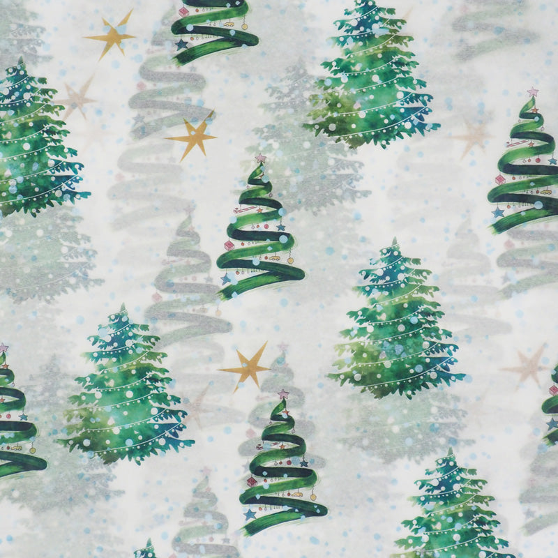 Light Gray XMAS Tissue Paper, Painted Tree design, 70x50cm, 5pk Xmas