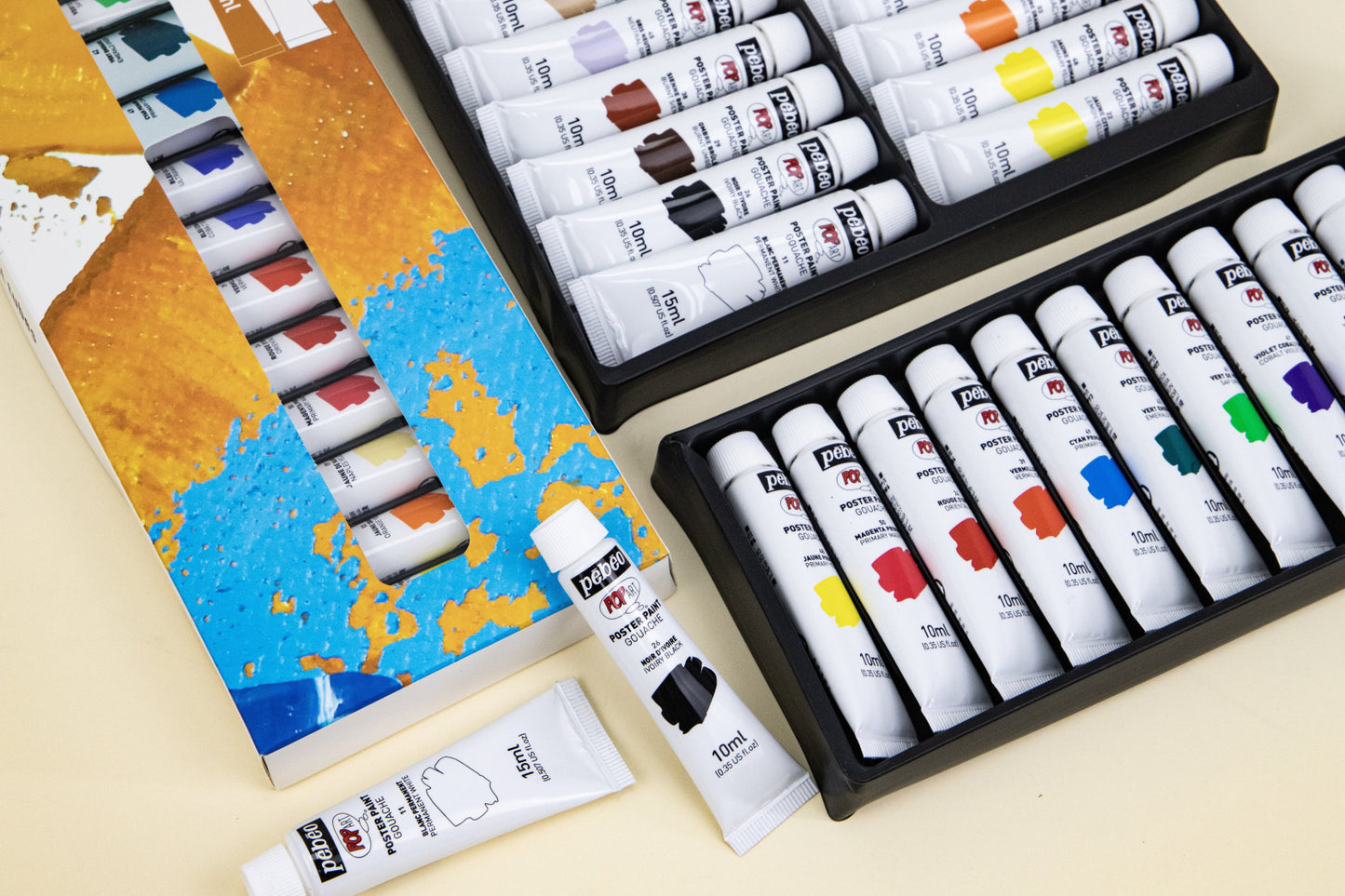 Antique White Pebeo Popart Gouache Set, 23X10ml + 15ml White Acrylic Paints