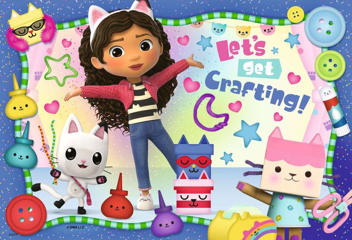 Jigsaw puzzle box with “Lets get Crafting” artwork and characters, age 4+
