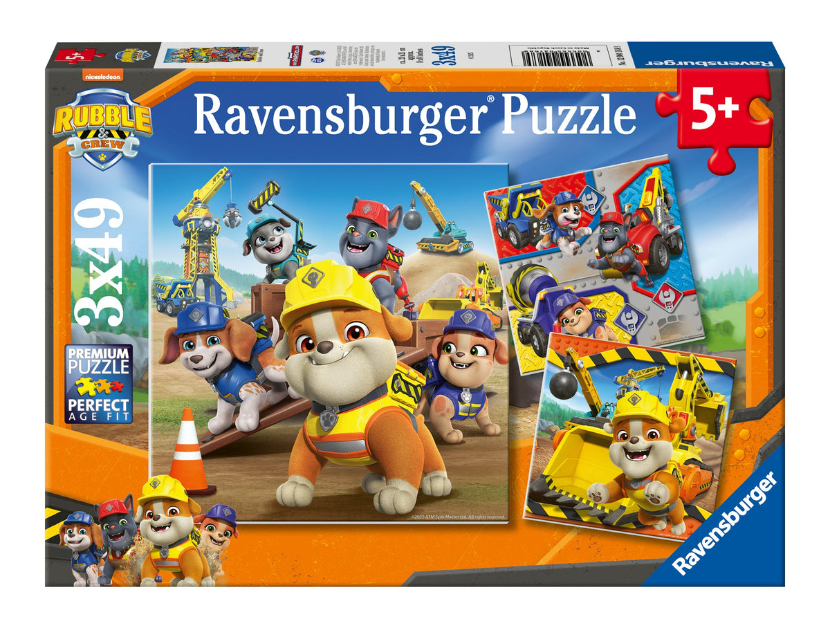 Ravensburger Puzzle box front with Rubble & Crew characters, 3x49 and 5+