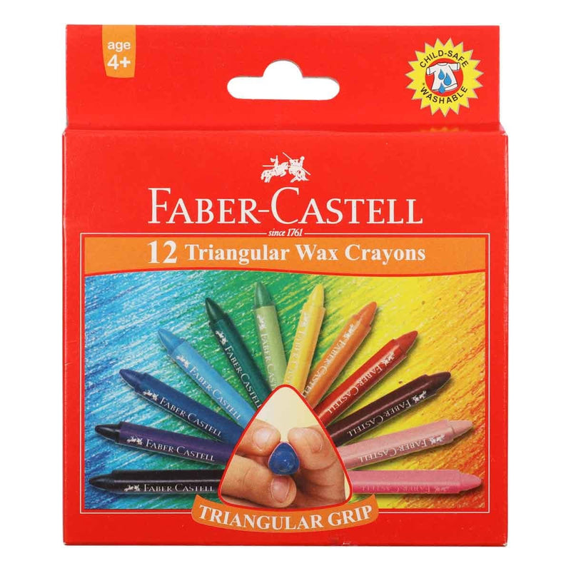 Orange Red Faber Castell Triangular Grip Wax Crayons 12 Pack Kids Crayons