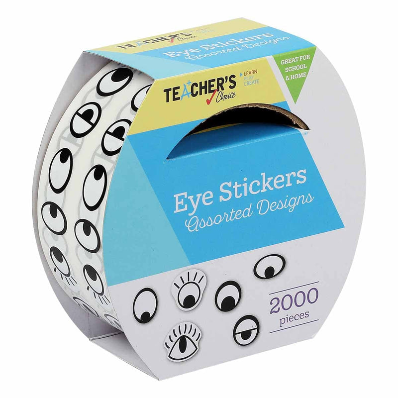 Medium Turquoise Teacher’s Choice Assorted Eye Stickers Roll Black and White 2000 Pieces Kids Craft Basics