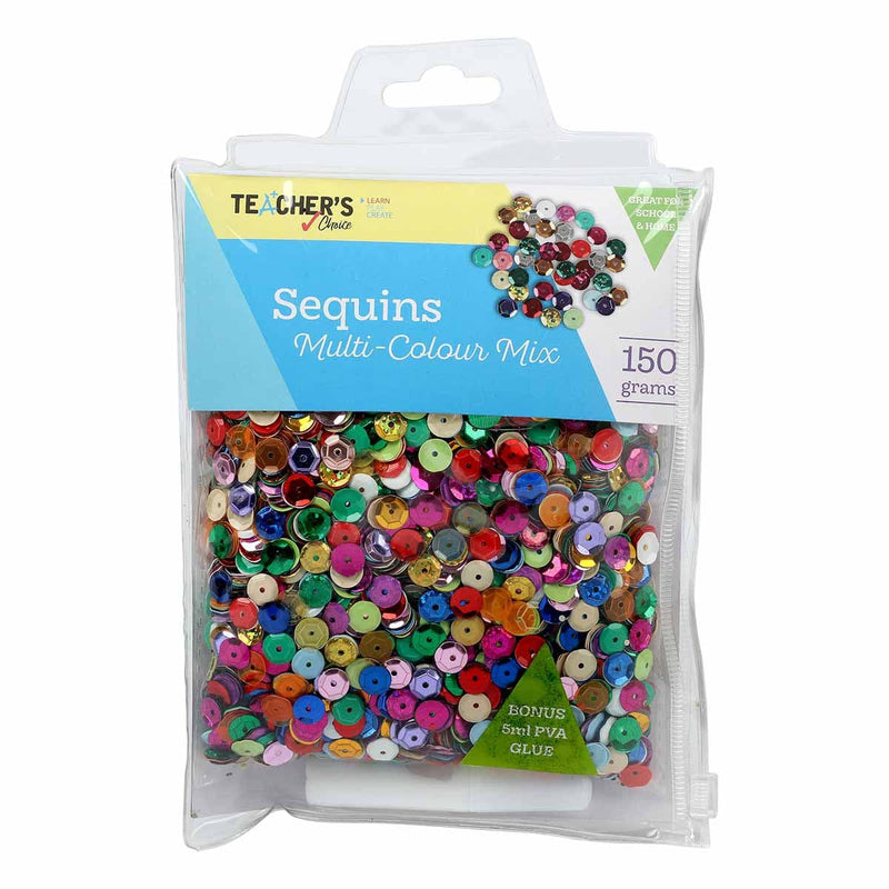 Medium Turquoise Teacher’s Choice Sequins Multi-Colour Mix 150g Kids Craft Basics