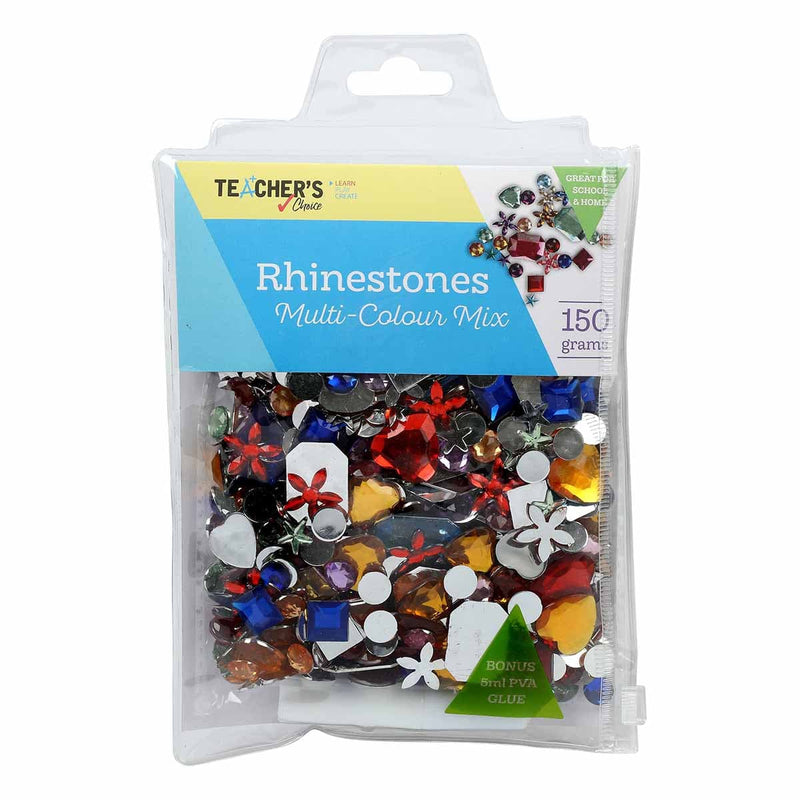 Medium Turquoise Teacher’s Choice Rhinestones Multi-Colour Mix 150g Kids Craft Basics
