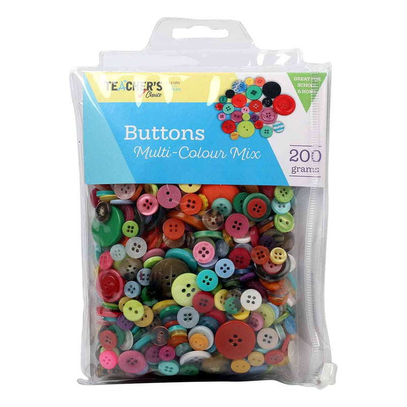Medium Turquoise Teacher’s Choice Buttons Multi-Colour Mix 200g Kids Craft Basics